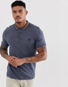 Серое поло с воротником в полоску Fred Perry - Серый
