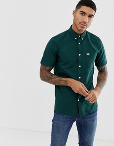 Зеленая оксфордская рубашка с короткими рукавами Fred Perry - Зеленый