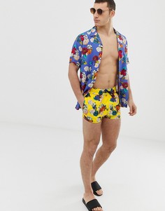 Желтые короткие шорты для плавания с цветочным принтом ASOS DESIGN - Желтый