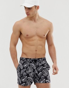 Короткие шорты для плавания с принтом ASOS DESIGN - Черный