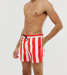 Красно-белые короткие шорты для плавания с полосками ASOS DESIGN Tall - Мульти