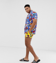 Короткие шорты для плавания с желтым цветочным принтом ASOS DESIGN Plus - Желтый