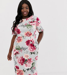 Платье миди с цветочным принтом ASOS DESIGN Curve - Розовый
