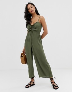Присборенный комбинезон на бретельках ASOS DESIGN - Зеленый
