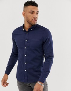 Темно-синяя приталенная джинсовая рубашка ASOS DESIGN - Темно-синий