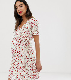 Чайное платье с принтом роз Wild Honey Maternity - Белый