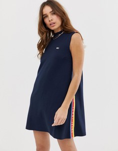 Трапециевидное платье-футболка с отделкой Tommy Jeans - Черный