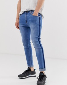 Выбеленные зауженные джинсы с полосками по бокам Liquor N Poker - Синий
