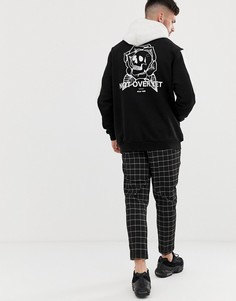 Худи черно-белого цвета с принтом на груди Bershka - Черный