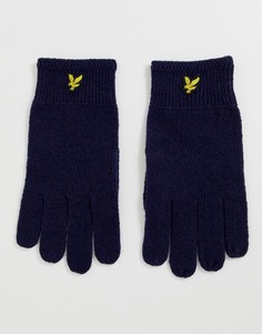 Темно-синие перчатки в рубчик Lyle & Scott - Темно-синий