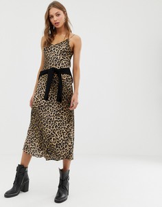 Платье миди с леопардовым принтом в комплекте с джемпером AllSaints Hera - Черный