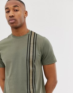 Футболка хаки с золотистым принтом на ленте River Island - Зеленый