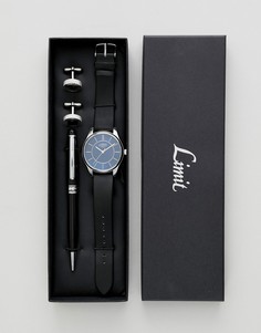 Подарочный набор с часами, запонками и ручкой Limit - Черный