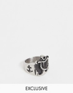 Кольцо из нержавеющей стали с якорем Reclaimed Vintage inspired эксклюзивно для ASOS - Золотой