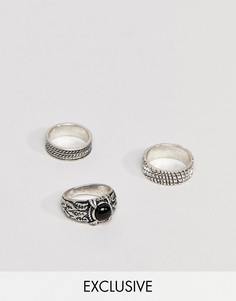 Набор серебристых колец с камнем Reclaimed Vintage - Серебряный