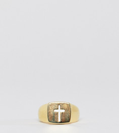 Позолоченное серебряное кольцо-печатка на мизинец Serge Denimes - Золотой