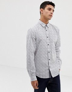 Белая узкая рубашка с мелким цветочным принтом Esprit - Белый