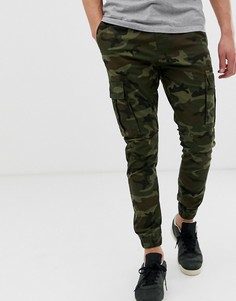Узкие брюки карго с камуфляжным принтом и кромкой манжетом Solid - Зеленый