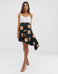 Асимметричная юбка с цветочным принтом Love - Мульти