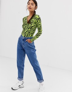 Выбеленные джинсы в винтажном стиле Bershka - Синий