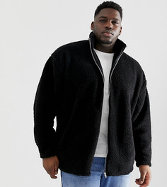 Черная спортивная oversize-куртка из искусственного меха ASOS DESIGN Plus - Черный
