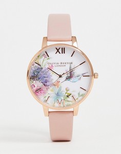 Часы с розовым кожаным ремешком Olivia Burton OB16PP44 Painterly Prints - Розовый