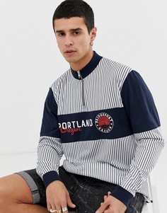 Свободный лонгслив с высоким воротом и вертикальными полосами ASOS DESIGN - Белый