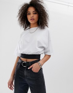 Укороченная футболка с эластичным краем ASOS DESIGN - Белый