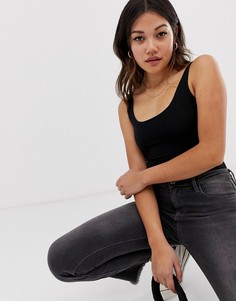 Боди черного цвета с овальным вырезом Miss Selfridge - Черный