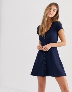 Платье мини в рубчик Hollister - Темно-синий