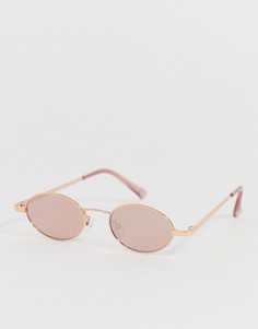Круглые солнцезащитные очки-мини с металлической оправой розовато-золотистого цвета New Look - Золотой