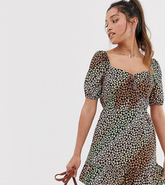 Разноцветное чайное платье Miss Selfridge Petite - Коричневый