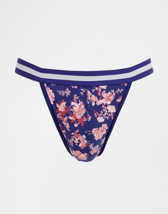 Стринги с цветочным принтом и поясом в полоску ASOS DESIGN - Мульти