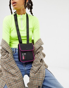 Сумка почтальона с неоновой окантовкой ASOS DESIGN - Черный