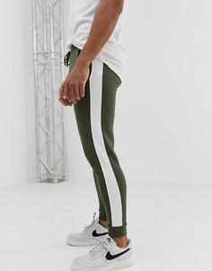 Зауженные джоггеры цвета хаки с полосками по бокам ASOS DESIGN - Зеленый