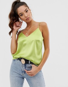 Неоновый атласный топ на бретельках ASOS DESIGN - Зеленый