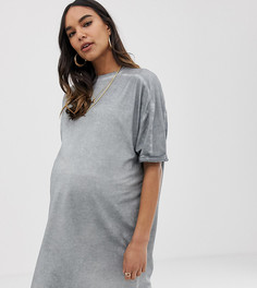 Платье-футболка с отворотами на рукавах ASOS DESIGN Maternity - Серый