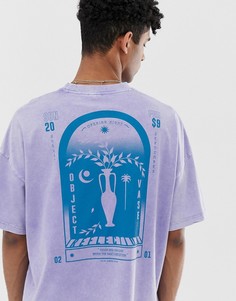 Oversize-футболка с эффектом кислотной стирки и принтом на спине ASOS DESIGN - Фиолетовый