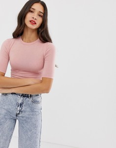 Розовый топ с рукавами 3/4 Stradivarius - Розовый