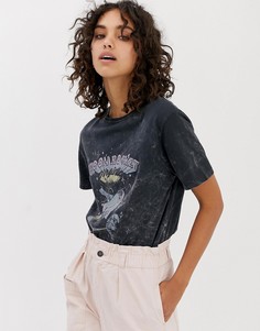 Черная футболка с принтом Stradivarius STR - Серый