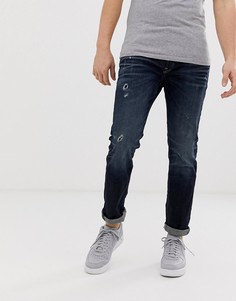 Темные джинсы слим с рваной отделкой Jack & Jones Intelligence TIM - Темно-синий