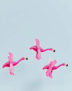 Набор из 3 садовых ветряков с дизайном в виде фламинго Sunnylife - Розовый