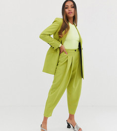 Суженные брюки в стиле 80-х с завышенной талией ASOS DESIGN Petite - Зеленый
