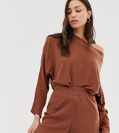 Трикотажные шорты для дома в рубчик ASOS DESIGN Tall - Коричневый