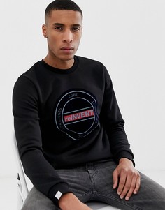 Свитшот с круглым вырезом и принтом на груди Jack & Jones Core - Черный