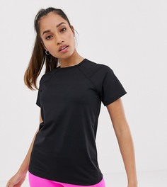 Топ с короткими рукавами и сетчатой вставкой сзади ASOS 4505 Petite - Черный