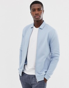 Синяя трикотажная куртка Харрингтон ASOS DESIGN - Синий