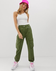Зеленые брюки с завязками Bershka - Зеленый