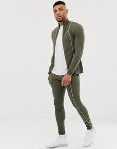 Зеленый спортивный костюм с кантом ASOS DESIGN - Зеленый