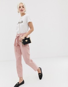 Розовые брюки с поясом New Look - Розовый